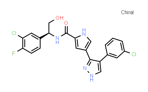 CAS No. 353252-23-0, (S)-N-(1-(3-Chloro-4-fluorophenyl)-2-hydroxyethyl)-4-(4-(3-chlorophenyl)-1H-pyrazol-3-yl)-1H-pyrrole-2-carboxamide