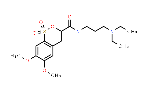 CAS No. 35423-52-0, 2,1-Benzoxathiin-3-carboxamide, N-[3-(diethylamino)propyl]-3,4-dihydro-6,7-dimethoxy-, 1,1-dioxide