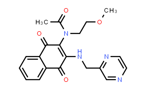 CAS No. 355405-02-6, N-(1,4-dioxo-3-(pyrazin-2-ylmethylamino)-1,4-dihydronaphthalen-2-yl)-N-(2-methoxyethyl)acetamide