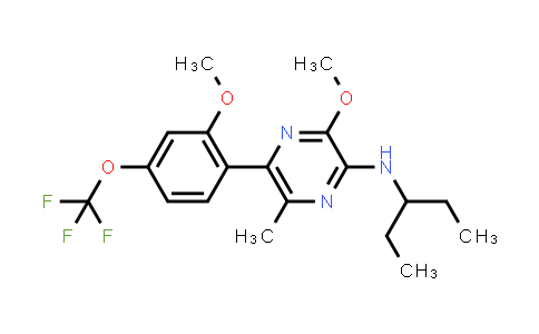 CAS No. 355836-54-3, 3-Methoxy-5-(2-methoxy-4-(trifluoromethoxy)phenyl)-6-methyl-N-(pentan-3-yl)pyrazin-2-amine