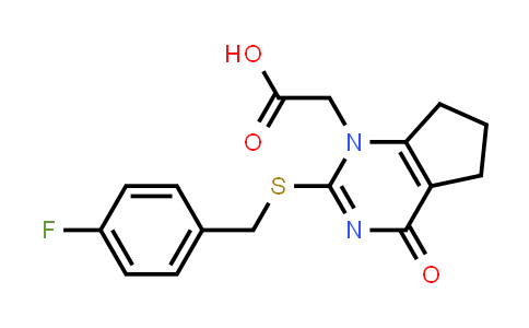 CAS No. 356058-42-9, 2-(2-((4-Fluorobenzyl)thio)-4-oxo-4,5,6,7-tetrahydro-1H-cyclopenta[d]pyrimidin-1-yl)acetic acid