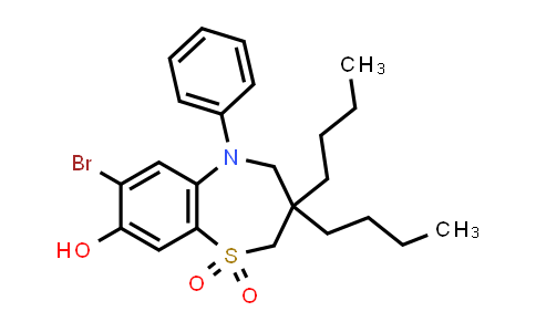CAS No. 358376-04-2, 7-Bromo-3,3-dibutyl-8-hydroxy-5-phenyl-2,3,4,5-tetrahydrobenzo[b][1,4]thiazepine 1,1-dioxide