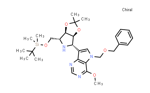 CAS No. 364046-18-4, 5H-Pyrrolo[3,2-d]pyrimidine, 7-[(3aS,4S,6R,6aR)-6-[[[(1,1-dimethylethyl)dimethylsilyl]oxy]methyl]tetrahydro-2,2-dimethyl-4H-1,3-dioxolo[4,5-c]pyrrol-4-yl]-4-methoxy-5-[(phenylmethoxy)methyl]-