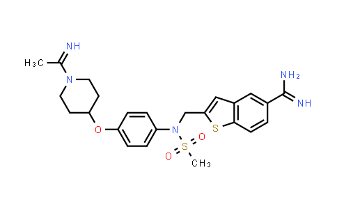 CAS No. 364614-57-3, Benzo[b]thiophene-5-carboximidamide, 2-[[[4-[[1-(1-iminoethyl)-4-piperidinyl]oxy]phenyl](methylsulfonyl)amino]methyl]-