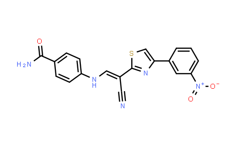 CAS No. 369398-03-8, (E)-4-((2-Cyano-2-(4-(3-nitrophenyl)thiazol-2-yl)vinyl)amino)benzamide