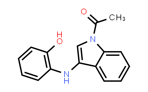 CAS No. 371940-06-6, 1-(3-((2-Hydroxyphenyl)amino)-1H-indol-1-yl)ethan-1-one