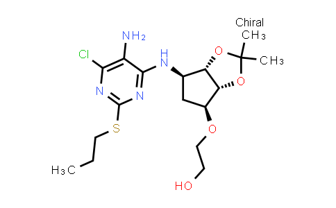 CAS No. 376608-74-1, 2-(((3aR,4S,6R,6aS)-6-((5-Amino-6-chloro-2-(propylthio)pyrimidin-4-yl)amino)-2,2-dimethyltetrahydro-3aH-cyclopenta[d][1,3]dioxol-4-yl)oxy)ethanol