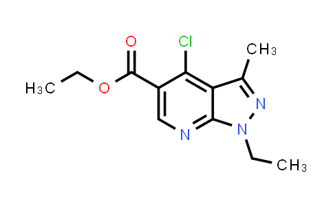 CAS No. 37801-47-1, Ethyl 4-chloro-1-ethyl-3-methyl-1H-pyrazolo[3,4-b]pyridine-5-carboxylate
