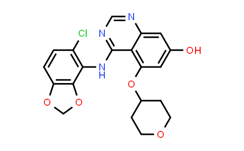 CAS No. 379229-54-6, 4-((5-Chlorobenzo[d][1,3]dioxol-4-yl)amino)-5-((tetrahydro-2H-pyran-4-yl)oxy)quinazolin-7-ol