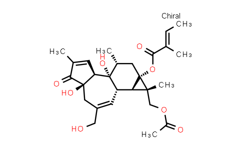 MC552673 | 39071-30-2 | (1S,1aR,1bS,4aR,7aS,7bR,8R,9aS)-1-(Acetoxymethyl)-4a,7b-dihydroxy-3-(hydroxymethyl)-1,6,8-trimethyl-5-oxo-1,1a,1b,4,4a,5,7a,7b,8,9-decahydro-9aH-cyclopropa[3,4]benzo[1,2-e]azulen-9a-yl (E)-2-methylbut-2-enoate