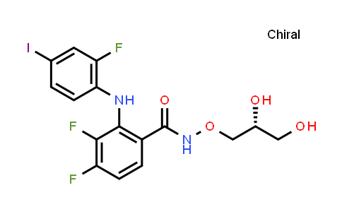 CAS No. 391209-97-5, Benzamide, N-[(2R)-2,3-dihydroxypropoxy]-3,4-difluoro-2-[(2-fluoro-4-iodophenyl)amino]-