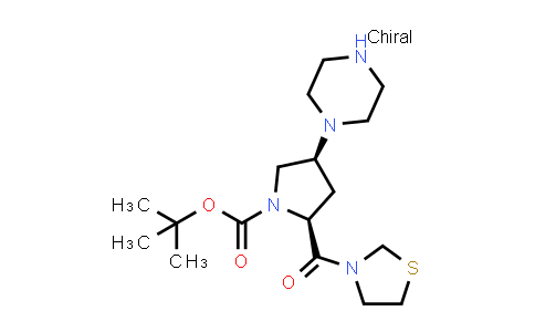 CAS No. 401566-58-3, tert-Butyl (2S,4S)-4-(piperazin-1-yl)-2-(1,3-thiazolidine-3-carbonyl)pyrrolidine-1-carboxylate