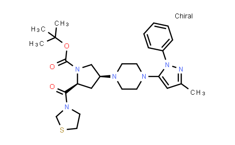 CAS No. 401566-80-1, (2S,4S)-4-[4-(3-Methyl-1-phenyl-1H-pyrazol-5-yl)-1-piperazinyl]-2-(3-thiazolidinylcarbonyl)-1-pyrrolidinecarboxylic acid tert-butyl ester