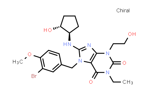 CAS No. 405214-79-1, rel-7-[(3-Bromo-4-methoxyphenyl)methyl]-1-ethyl-3,7-dihydro-8-[[(1R,2R)-2-hydroxycyclopentyl]amino]-3-(2-hydroxyethyl)-1H-purine-2,6-dione