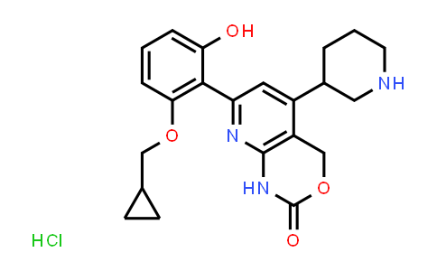 CAS No. 406208-34-2, 7-(2-(cyclopropylmethoxy)-6-hydroxyphenyl)-5-(piperidin-3-yl)-1H-pyrido[2,3-d][1,3]oxazin-2(4H)-one (Hydrochloride)