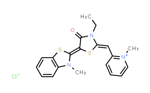 CAS No. 409086-68-6, Pyridinium, 2-[[3-ethyl-5-(3-methyl-2(3H)-benzothiazolylidene)-4-oxo-2-thiazolidinylidene]methyl]-1-methyl-, chloride (1:1)