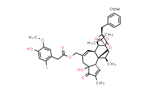 CAS No. 412271-87-5, ((2S,3aR,3bS,6aR,9aR,9bR,10R,11aR)-2-Benzyl-6a-hydroxy-8,10-dimethyl-7-oxo-11a-(prop-1-en-2-yl)-3b,6,6a,7,9a,10,11,11a-octahydro-3aH-2,9b-epoxyazuleno[5',4':3,4]benzo[1,2-d][1,3]dioxol-5-yl)methyl 2-(4-hydroxy-2-iodo-5-methoxyphenyl)acetate
