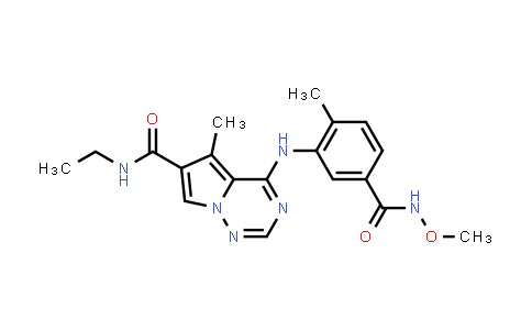CAS No. 427878-02-2, Pyrrolo[2,1-f][1,2,4]triazine-6-carboxamide, N-ethyl-4-[[5-[(methoxyamino)carbonyl]-2-methylphenyl]amino]-5-methyl-