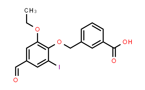 CAS No. 428501-72-8, 3-((2-Ethoxy-4-formyl-6-iodophenoxy)methyl)benzoic acid