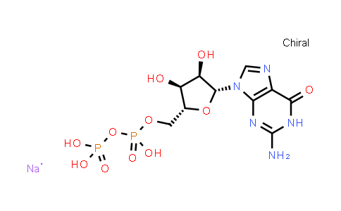 CAS No. 43139-22-6, ((2R,3S,4R,5R)-5-(2-Amino-6-oxo-1,6-dihydro-9H-purin-9-yl)-3,4-dihydroxytetrahydrofuran-2-yl)methyl trihydrogen diphosphate, sodium salt