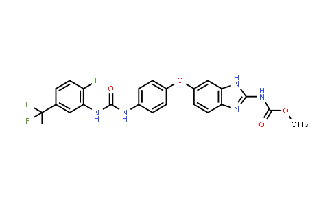 CAS No. 433224-12-5, Carbamic acid, N-[6-[4-[[[[2-fluoro-5-(trifluoromethyl)phenyl]amino]carbonyl]amino]phenoxy]-1H-benzimidazol-2-yl]-, methyl ester