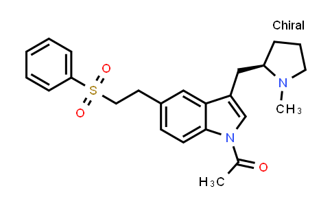 CAS No. 438226-82-5, 1H-Indole, 1-acetyl-3-[[(2R)-1-methyl-2-pyrrolidinyl]methyl]-5-[2-(phenylsulfonyl)ethyl]-