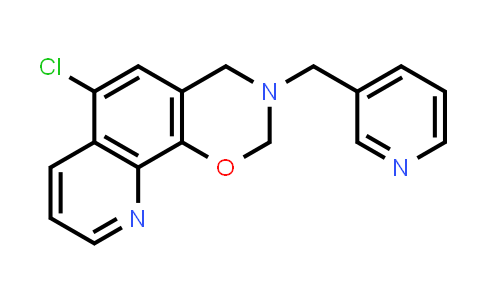 CAS No. 438486-28-3, 6-Chloro-3-(pyridin-3-ylmethyl)-3,4-dihydro-2H-[1,3]oxazino[5,6-h]quinoline