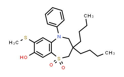 CAS No. 439088-16-1, 3,3-Dibutyl-8-hydroxy-7-(methylthio)-5-phenyl-2,3,4,5-tetrahydrobenzo[b][1,4]thiazepine 1,1-dioxide