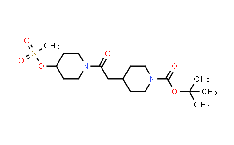 CAS No. 440634-25-3, tert-butyl 4-(2-(4-((methylsulfonyl)oxy)piperidin-1-yl)-2-oxoethyl)piperidine-1-carboxylate