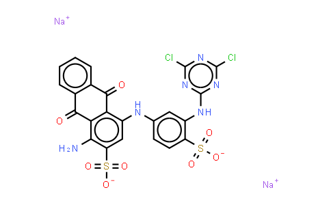 CAS No. 4499-01-8, disodium 1-amino-4-3-(4,6-dichloro-1,3,5-triazin-2-yl)amino-4-sulphonatoanilino-9,10-2H-9,10-dioxoanthracene-2-sulphonate