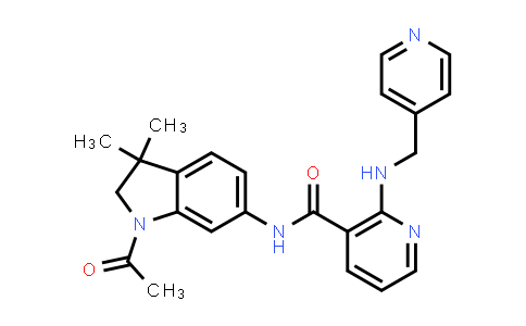 CAS No. 453562-74-8, N-(1-acetyl-3,3-dimethylindolin-6-yl)-2-((pyridin-4-ylmethyl)amino)nicotinamide