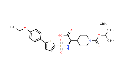 CAS No. 458559-34-7, 4-Piperidineacetic acid, α-[[[5-(4-ethoxyphenyl)-2-thienyl]sulfonyl]amino]-1-[(1-methylethoxy)carbonyl]-, (αR)-