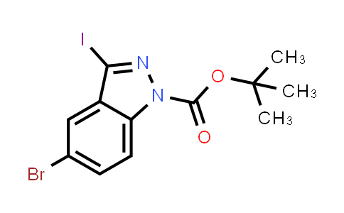 CAS No. 459133-68-7, tert-Butyl 5-bromo-3-iodo-1H-indazole-1-carboxylate