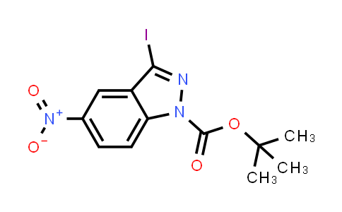 CAS No. 459133-69-8, tert-Butyl 3-iodo-5-nitro-1H-indazole-1-carboxylate