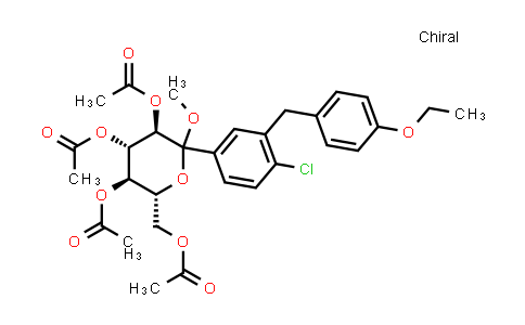CAS No. 461432-28-0, (3R,4S,5R,6R)-6-(acetoxymethyl)-2-(4-chloro-3-(4-ethoxybenzyl)phenyl)-2-methoxytetrahydro-2H-pyran-3,4,5-triyl triacetate