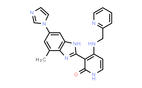 CAS No. 468734-87-4, 2(1H)-Pyridinone, 3-[6-(1H-imidazol-1-yl)-4-methyl-1H-benzimidazol-2-yl]-4-[(2-pyridinylmethyl)amino]-