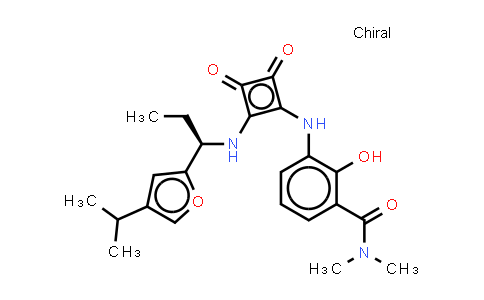DY555830 | 473728-58-4 | 3-[[3-[(二甲氨基)羰基]-2-羟基苯基]氨基]-4-[[(R)-1-(4-异丙基呋喃-2-基)丙基]氨基]环丁-3-烯-1,2-二酮