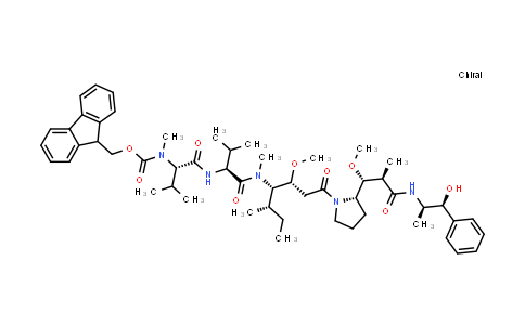 CAS No. 474645-26-6, (9H-fluoren-9-yl)methyl ((S)-1-(((S)-1-(((3R,4S,5S)-1-((S)-2-((1R,2R)-3-(((1S,2R)-1-hydroxy-1-phenylpropan-2-yl)amino)-1-methoxy-2-methyl-3-oxopropyl)pyrrolidin-1-yl)-3-methoxy-5-methyl-1-oxoheptan-4-yl)(methyl)amino)-3-methyl-1-oxobutan-2-yl)amino)-3-methyl-1-oxobutan-2-yl)(methyl)carbamate