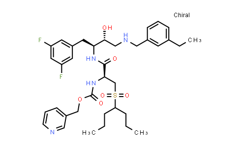 CAS No. 477793-57-0, Carbamic acid, N-[(1S)-2-[[(1S,2R)-1-[(3,5-difluorophenyl)methyl]-3-[[(3-ethylphenyl)methyl]amino]-2-hydroxypropyl]amino]-2-oxo-1-[[(1-propylbutyl)sulfonyl]methyl]ethyl]-, 3-pyridinylmethyl ester