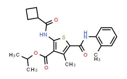 MC556666 | 495375-62-7 | Isopropyl 2-(cyclobutanecarboxamido)-4-methyl-5-(o-tolylcarbamoyl)thiophene-3-carboxylate