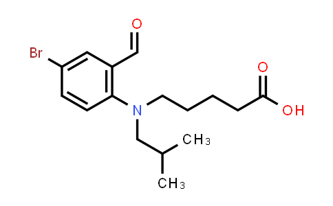 CAS No. 497224-02-9, 5-((4-Bromo-2-formylphenyl)(isobutyl)amino)pentanoic acid