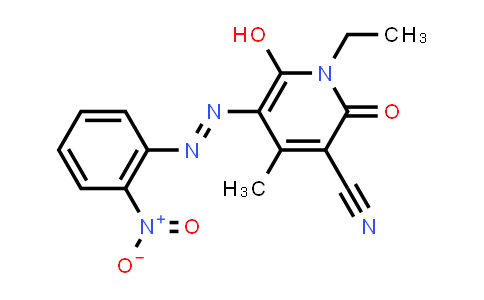 CAS No. 49744-25-4, 1-Ethyl-1,2-dihydro-6-hydroxy-4-methyl-5-(2-nitrophenyl)azo-2-oxonicotinonitrile