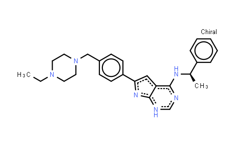 MC556808 | 497839-62-0 | 6-[4-[(4-乙基-1-哌嗪)甲基]苯基]-N-[(1R)-1-苯基乙基]-7H-吡咯并[2,3-d]嘧啶-4-胺