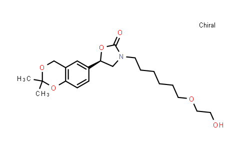 CAS No. 503068-26-6, 2-Oxazolidinone, 5-(2,2-dimethyl-4H-1,3-benzodioxin-6-yl)-3-[6-(2-hydroxyethoxy)hexyl]-, (5R)-