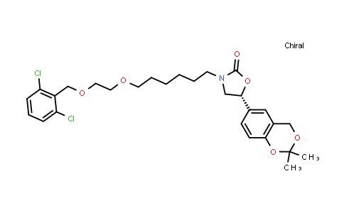 CAS No. 503068-36-8, (R)-3-(6-(2-((2,6-dichlorobenzyl)oxy)ethoxy)hexyl)-5-(2,2-dimethyl-4H-benzo[d][1,3]dioxin-6-yl)oxazolidin-2-one