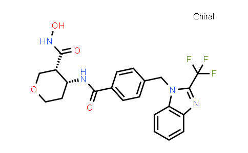CAS No. 503166-51-6, 2H-Pyran-3-carboxamide, tetrahydro-N-hydroxy-4-[[4-[[2-(trifluoromethyl)-1H-benzimidazol-1-yl]methyl]benzoyl]amino]-, (3R,4R)-