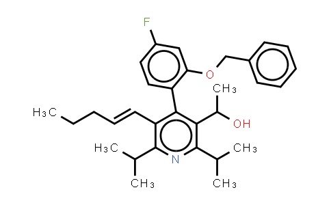 CAS No. 503559-86-2, 3-Pyridinemethanol, 4-[4-fluoro-2-(phenylmethoxy)phenyl]-a-methyl-2,6-bis(1-methylethyl)-5-(1-penten-1-yl)-