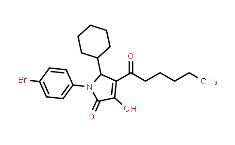 CAS No. 512178-19-7, 2H-Pyrrol-2-one, 1-(4-bromophenyl)-5-cyclohexyl-1,5-dihydro-3-hydroxy-4-(1-oxohexyl)-