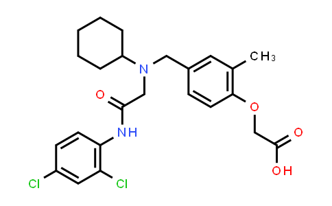 CAS No. 518336-59-9, Acetic acid, 2-[4-[[cyclohexyl[2-[(2,4-dichlorophenyl)amino]-2-oxoethyl]amino]methyl]-2-methylphenoxy]-