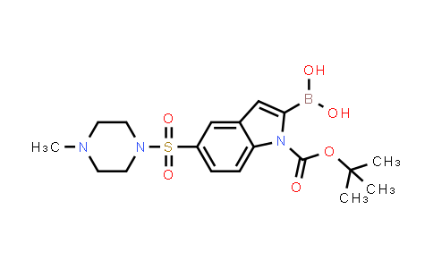 CAS No. 519148-74-4, 1H-Indole-1-carboxylic acid, 2-borono-5-[(4-methyl-1-piperazinyl)sulfonyl]-, 1-(1,1-dimethylethyl) ester